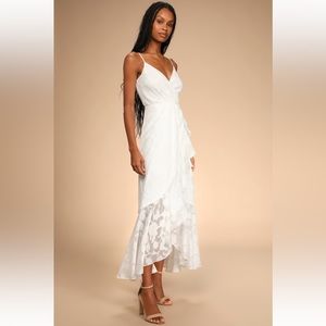 Lulus Near Your Heart White Burnout Floral High-Low Dress